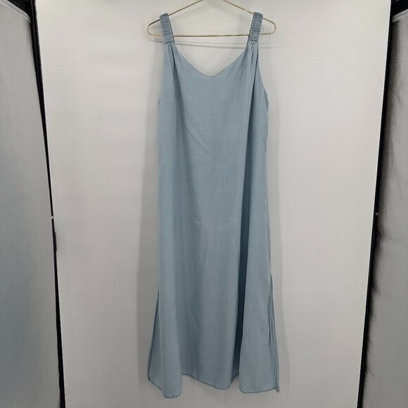 Vince Camuto Plus Chambray Elastic Straps Maxi Dress Women's 1X NWOT - Picture 1 of 11
